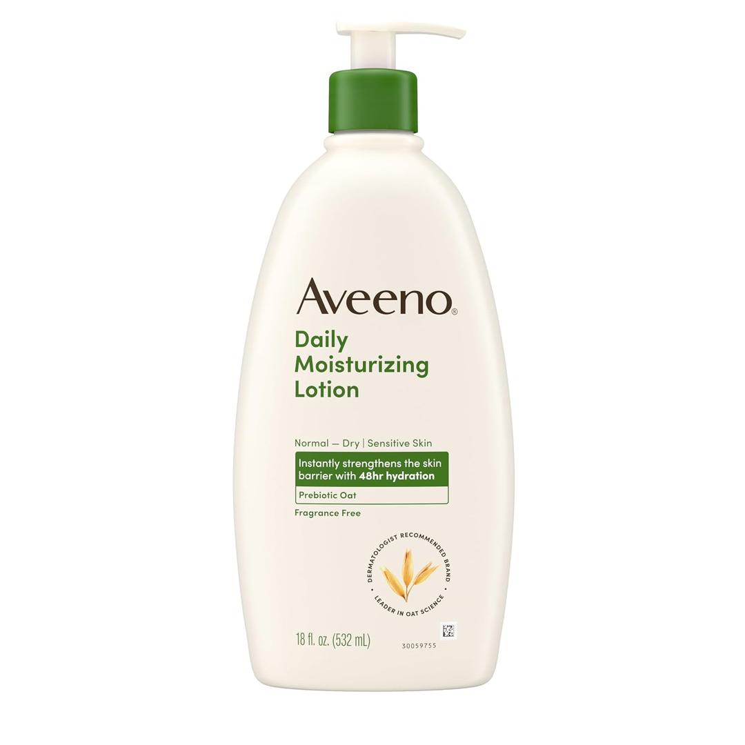 Aveeno Daily Moisturizing Body Lotion bottle for dry skin nourishment.