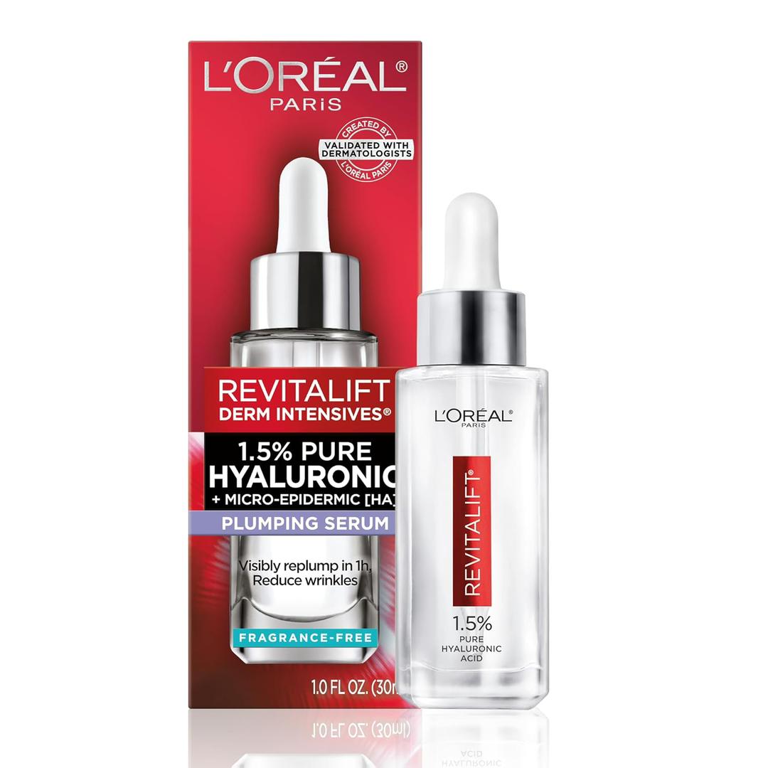 L'Oreal Revitalift serum bottle and packaging on a white background