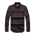 Plaid shirt with red and blue pattern on a white background