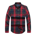 Red and blue plaid shirt on a white background